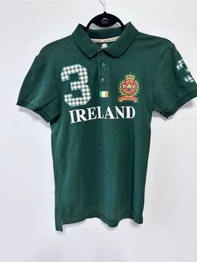 Ireland Designs Polo Shirt - Dark Green Mens Small slim fit Sports IRISH DESC